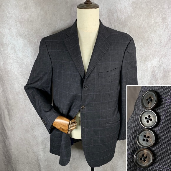 Etro Other - Etro Milano Blazer Jacket Men 44R Gray Windowpane Wool
